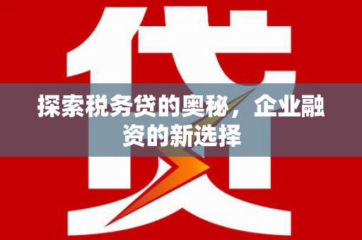 杭锦旗探索税务贷的奥秘，企业融资的新选择